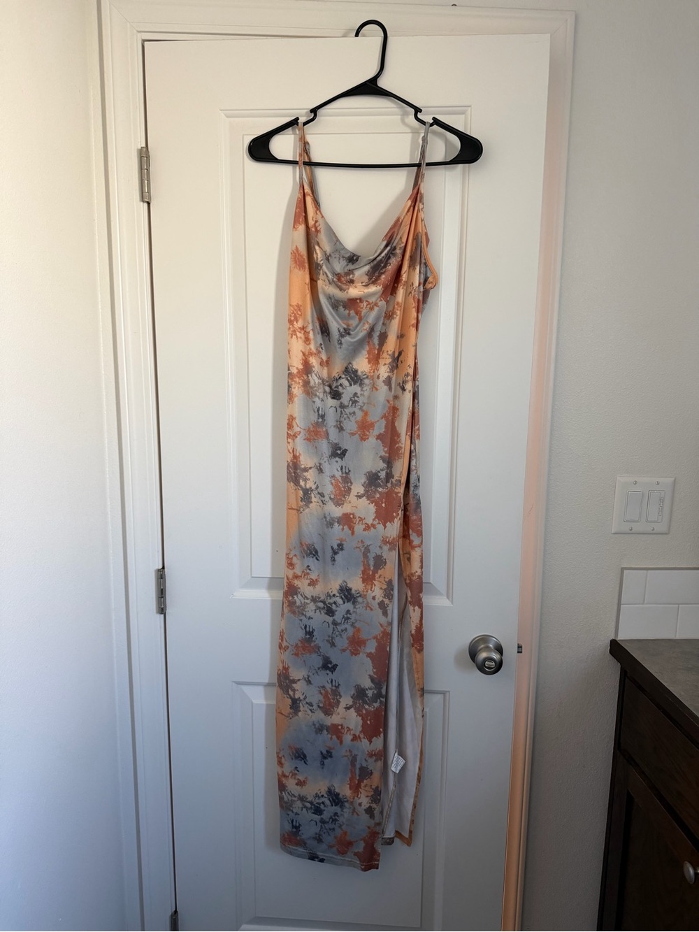 SHEIN Orange and Gray Floral Maxi Slip Dress